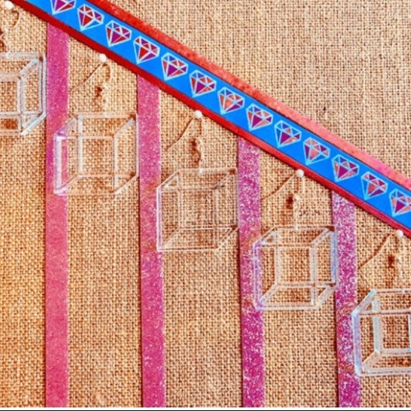 Transparent Prism Earrings - Isometric Lucite - Picture 2 of 7